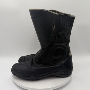 Oxtar Motorcycle Black Leather Zip Boots GoreTex Lined Mens EU 44 US 10.5